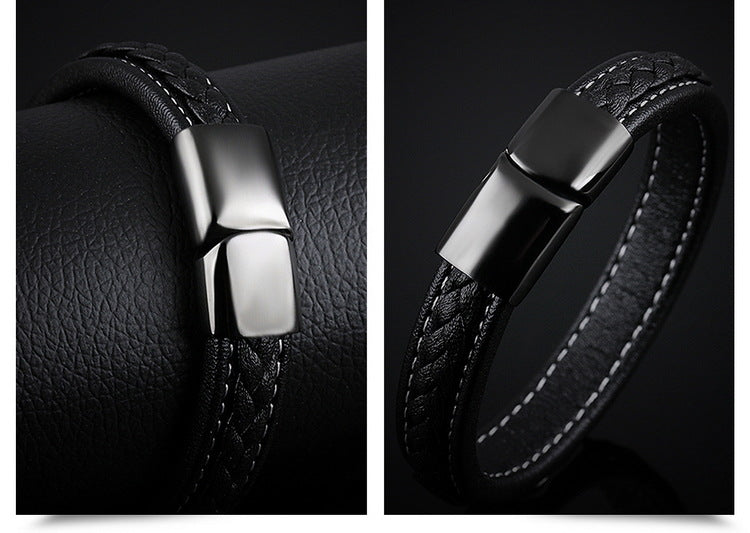 ~BRACELET~ Mens Woven Leather Simple Bracelet