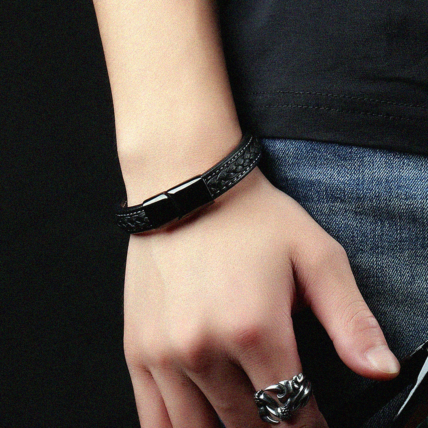 ~BRACELET~ Mens Woven Leather Simple Bracelet