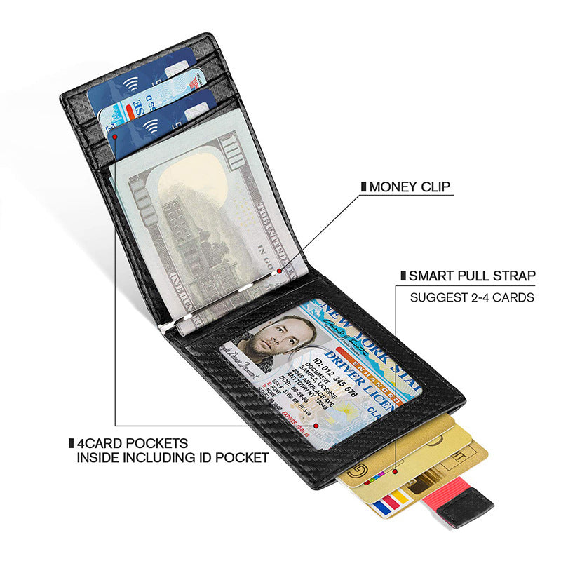 LEATHER RFID-Blocking Card Holder Wallet with Money Clip