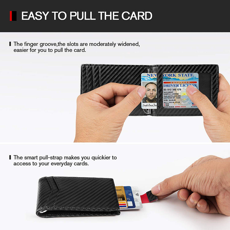 LEATHER RFID-Blocking Card Holder Wallet with Money Clip