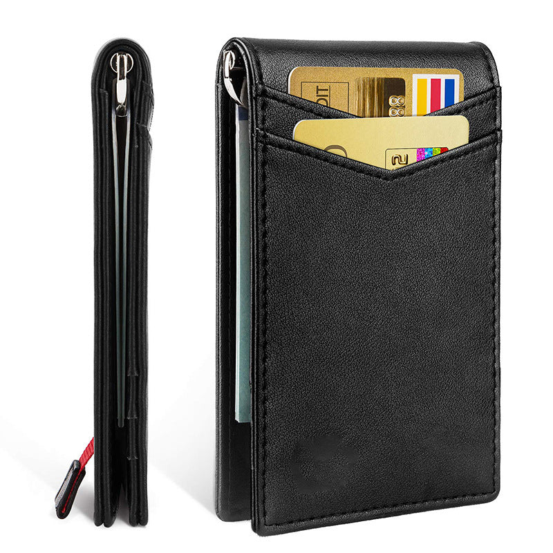 LEATHER RFID-Blocking Card Holder Wallet with Money Clip