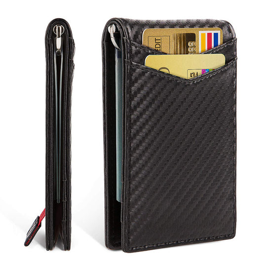 LEATHER RFID-Blocking Card Holder Wallet with Money Clip